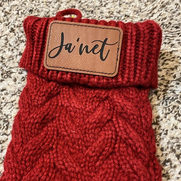 Stocking “Ja’net” “Janet” personalized Knit Stocking - Picture 2 of 3
